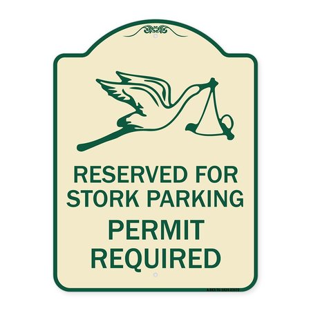 SIGNMISSION Reserved for Stork Parking Permit Required W/ Graphic Heavy-Gauge Alum, 24" x 18", TG-1824-23172 A-DES-TG-1824-23172